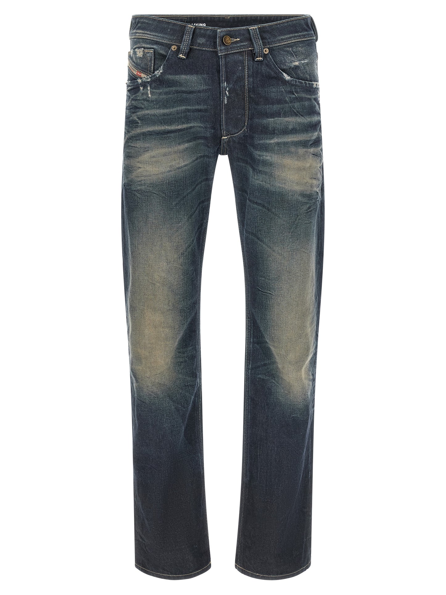Diesel Blue Cotton Straight-Leg Jeans