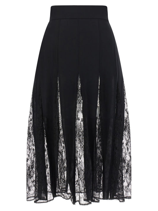 Dolce & Gabbana Black Silk Midi Skirt