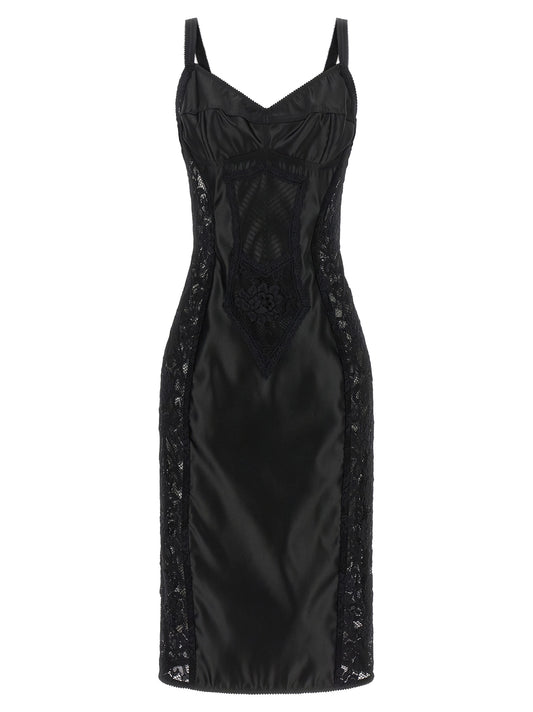 Dolce & Gabbana Black Polyamide Midi Dress