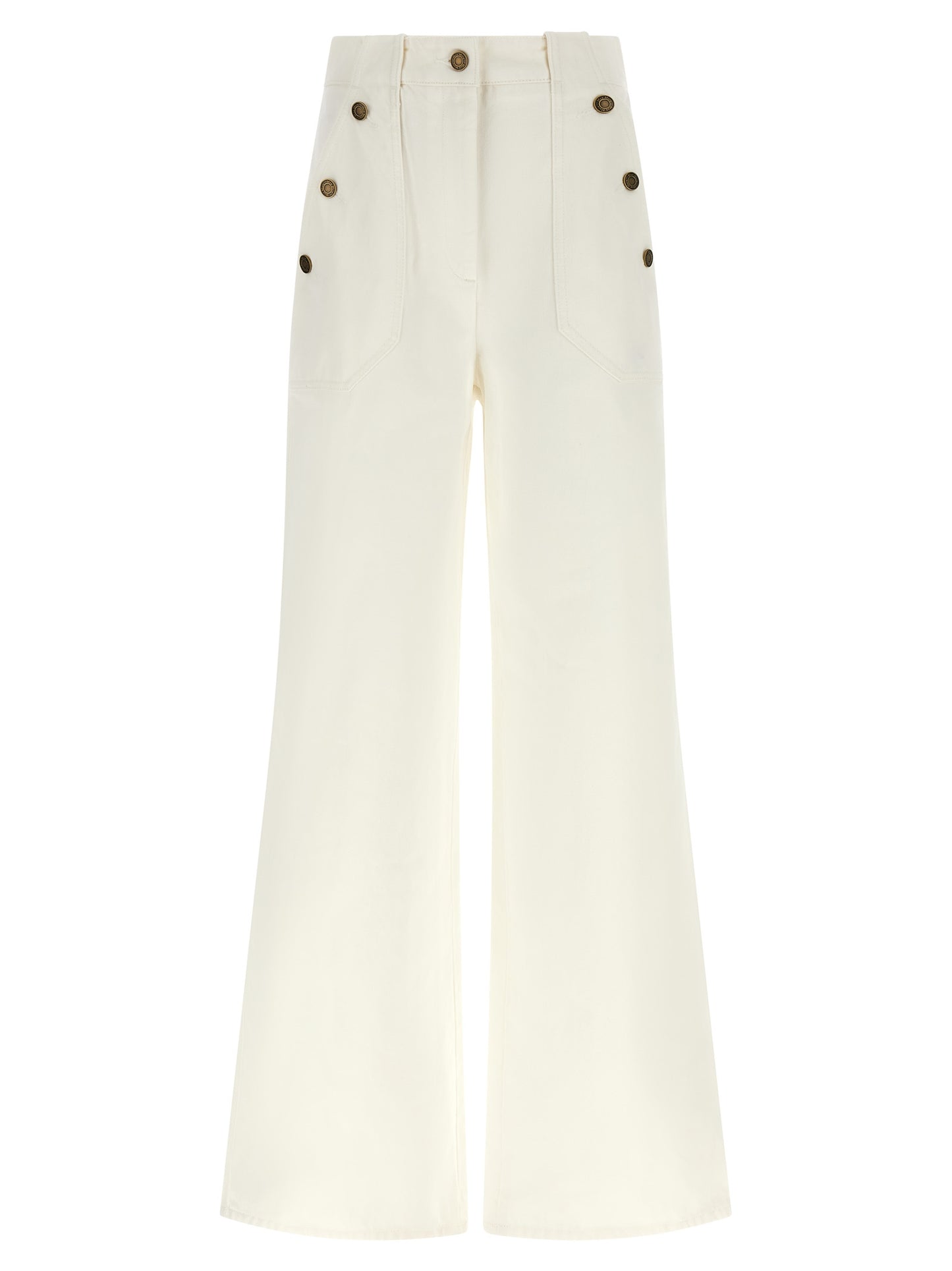 Max Mara White Cotton Flared Pants