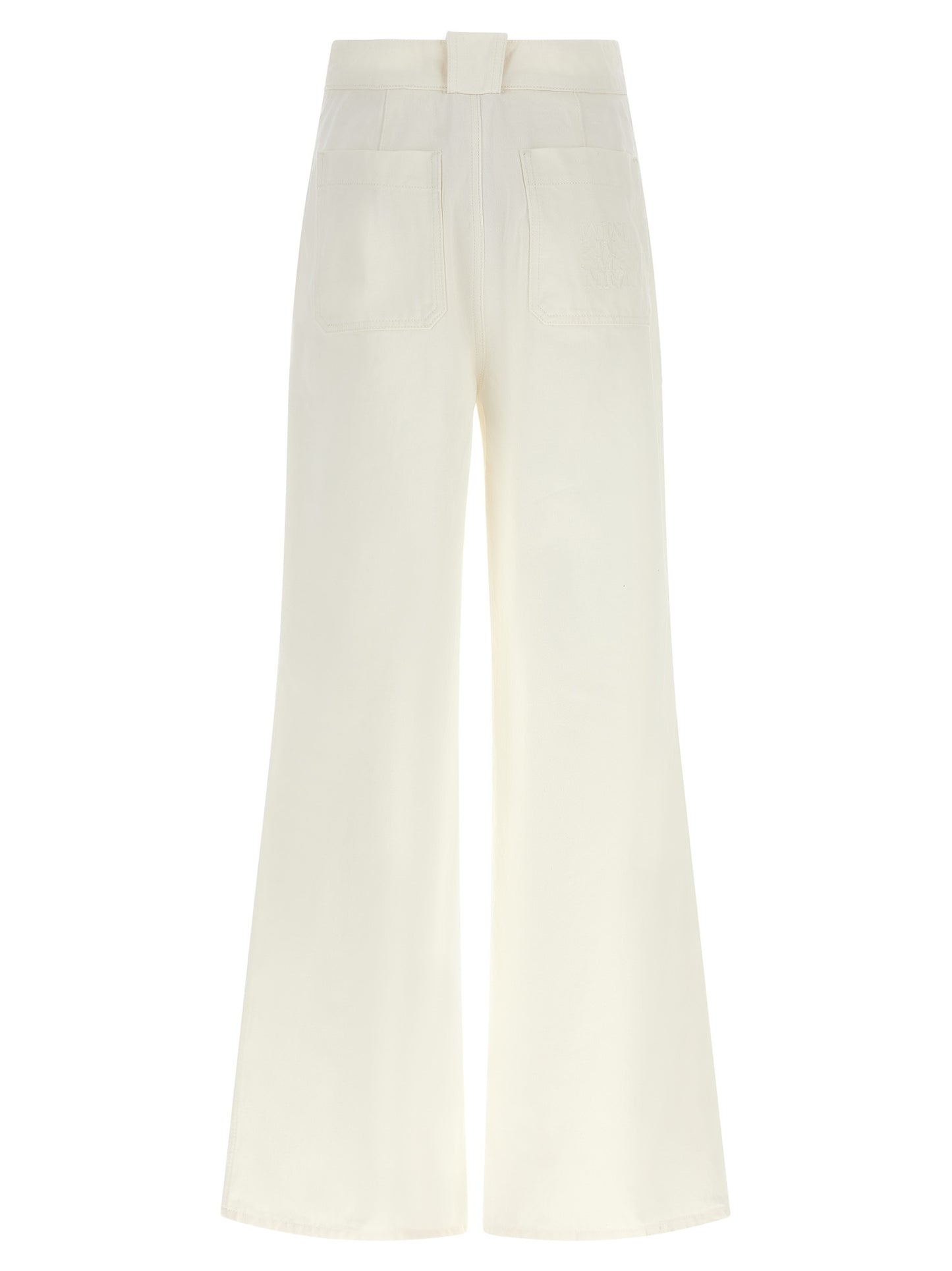 Max Mara White Cotton Flared Pants