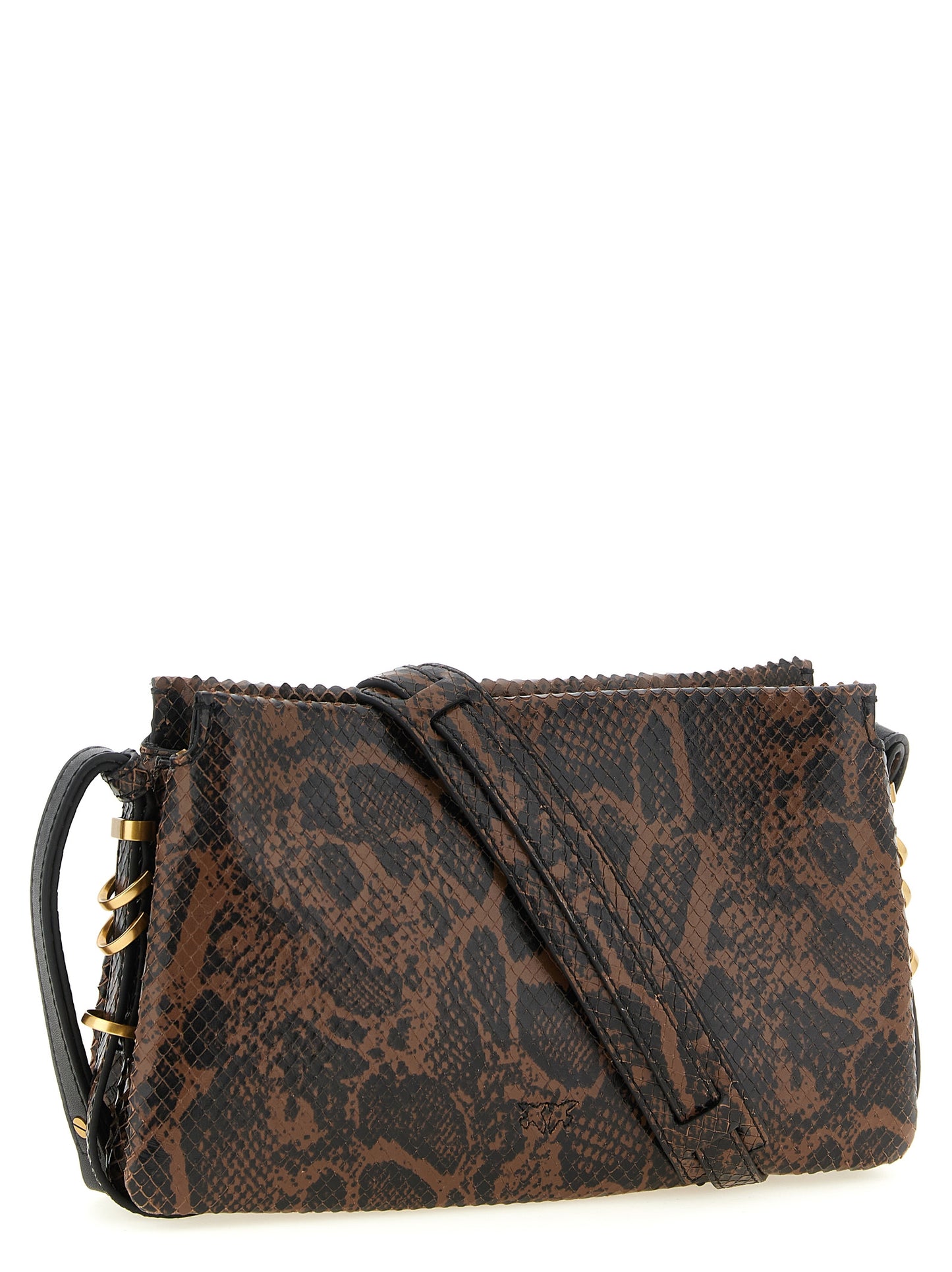 PINKO Brown Calfskin Crossbody Bag