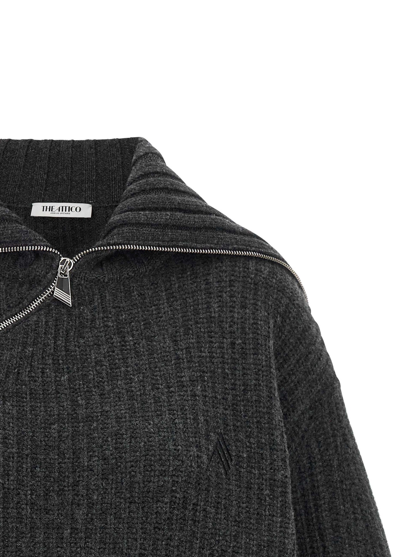 The Attico Gray Virgin Wool Cardigan