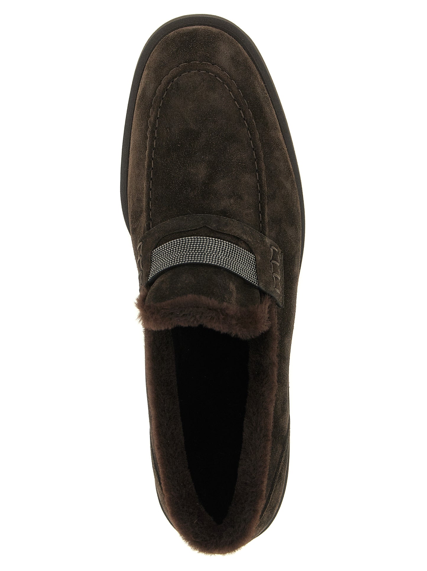 Brunello Cucinelli Brown Calfskin Slip-On Loafers