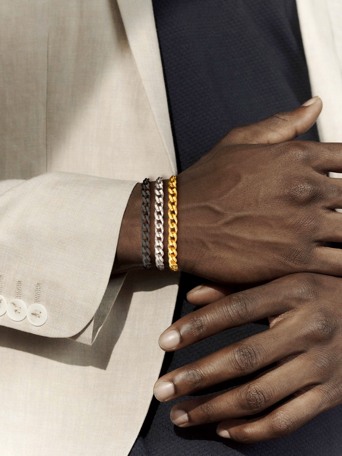 Sleek Black Cuban Bracelet for Men – Elegance