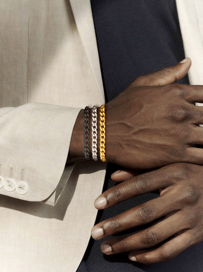 Sleek Black Cuban Bracelet for Men – Elegance
