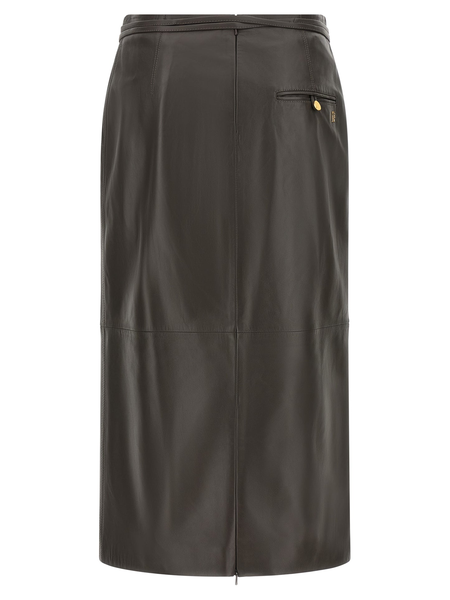Alberta Ferretti Brown Lamb Leather Midi Skirt