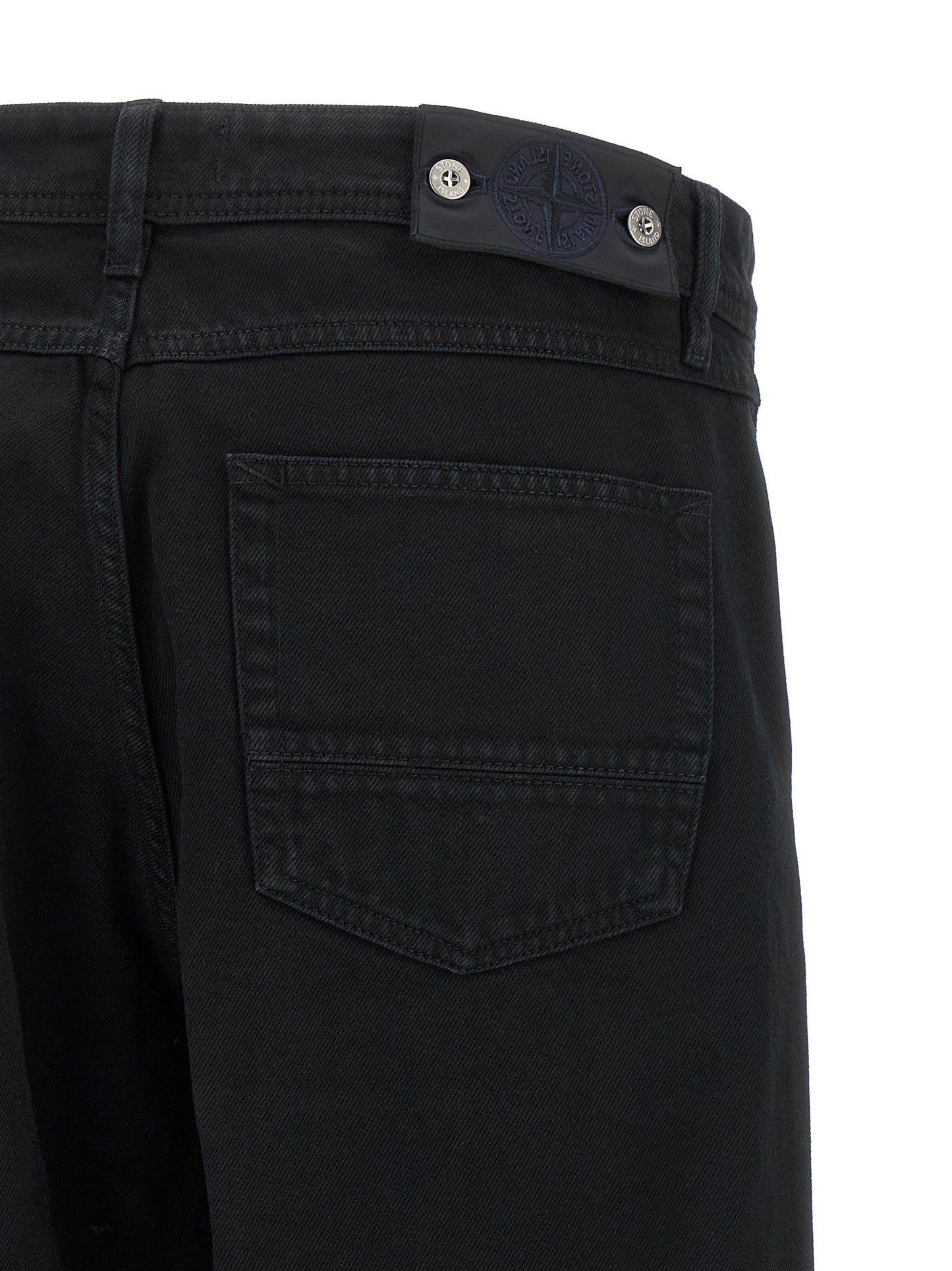Stone Island Black Cotton Straight-Leg Jeans