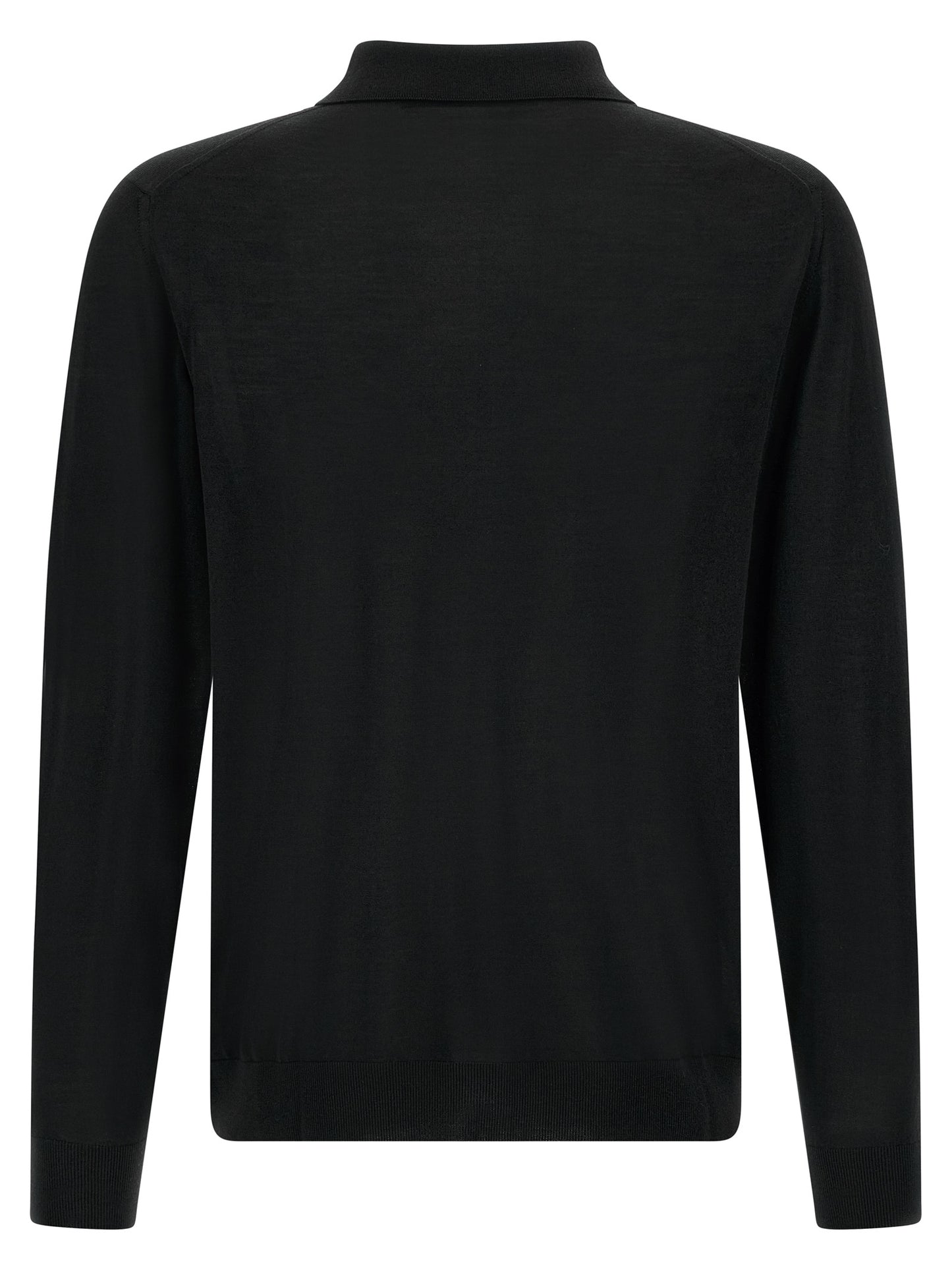 Kiton Black Wool Polo Shirt