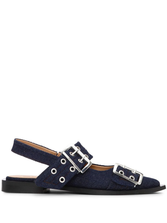 Ganni Ganni Denim Feminine Buckle Ballerinas