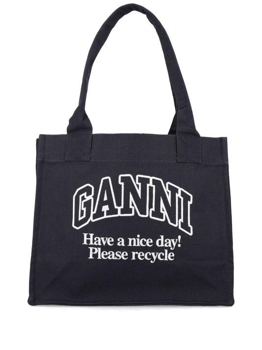 Ganni Ganni Large shopper bag with logo