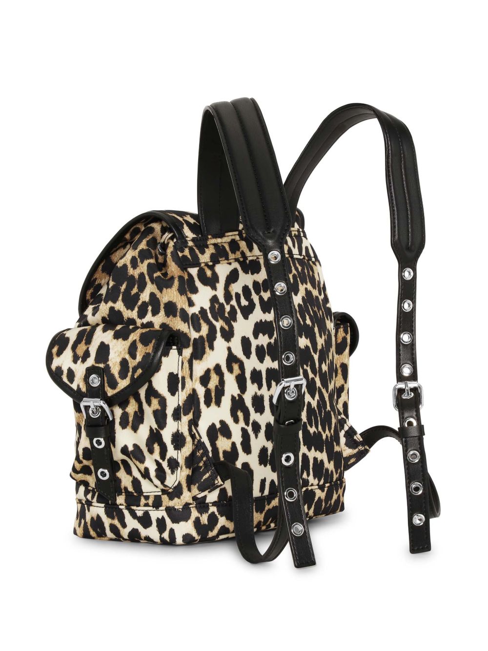 Ganni Ganni Leopard Small Nylon Bucky Backpack