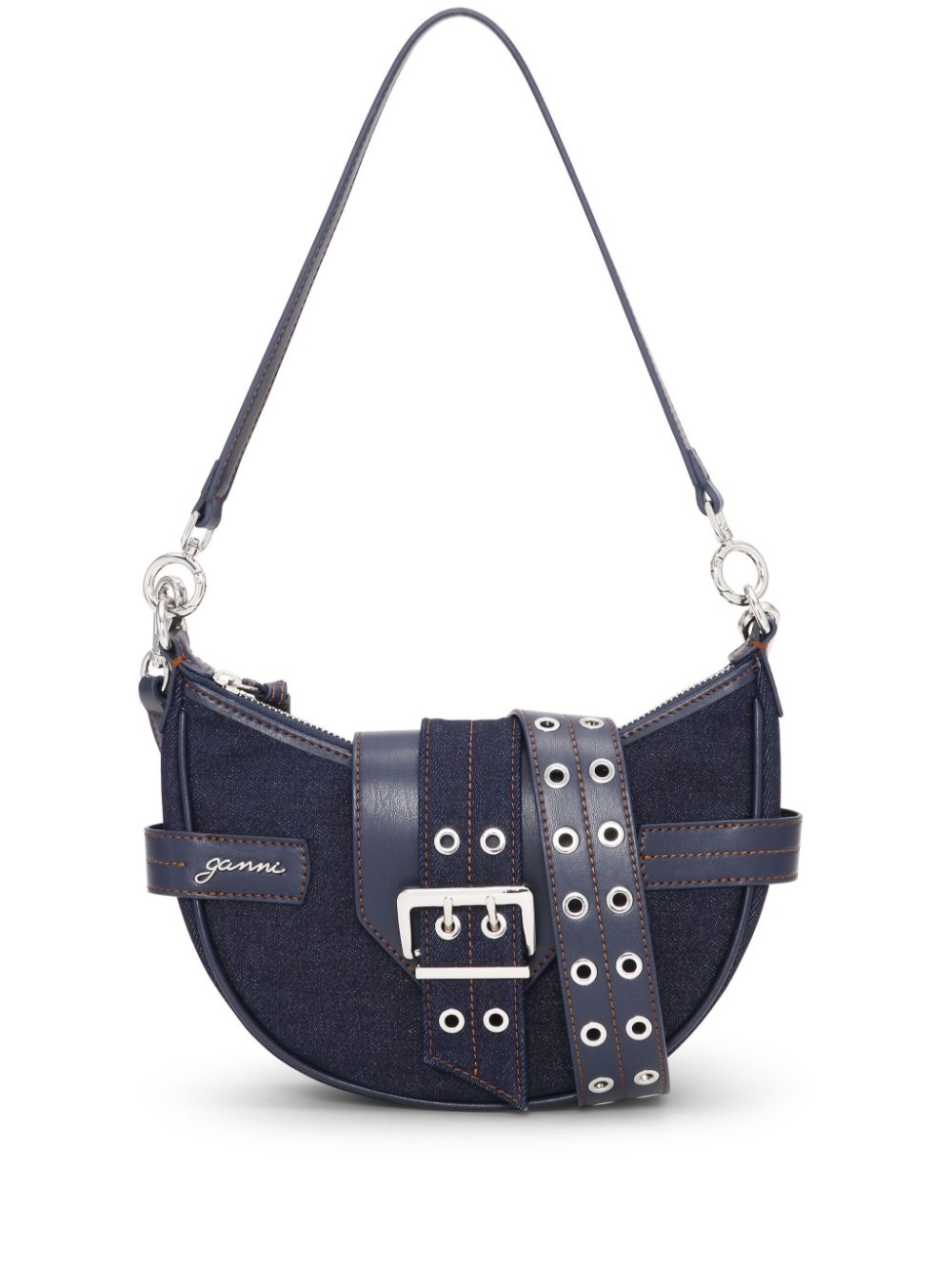 Ganni Ganni Buckle small denim cross-body bag