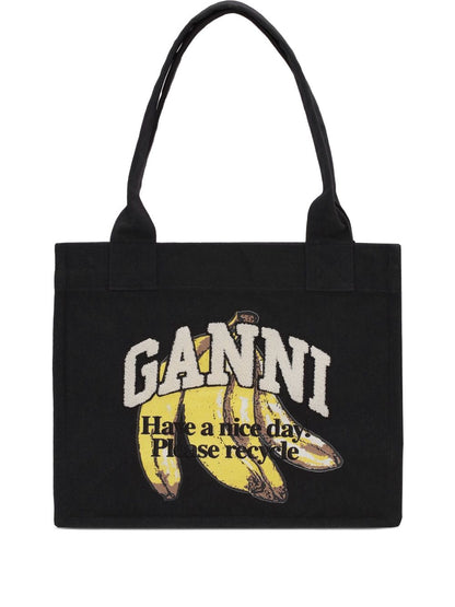 Ganni Ganni Organic cotton large tote bag