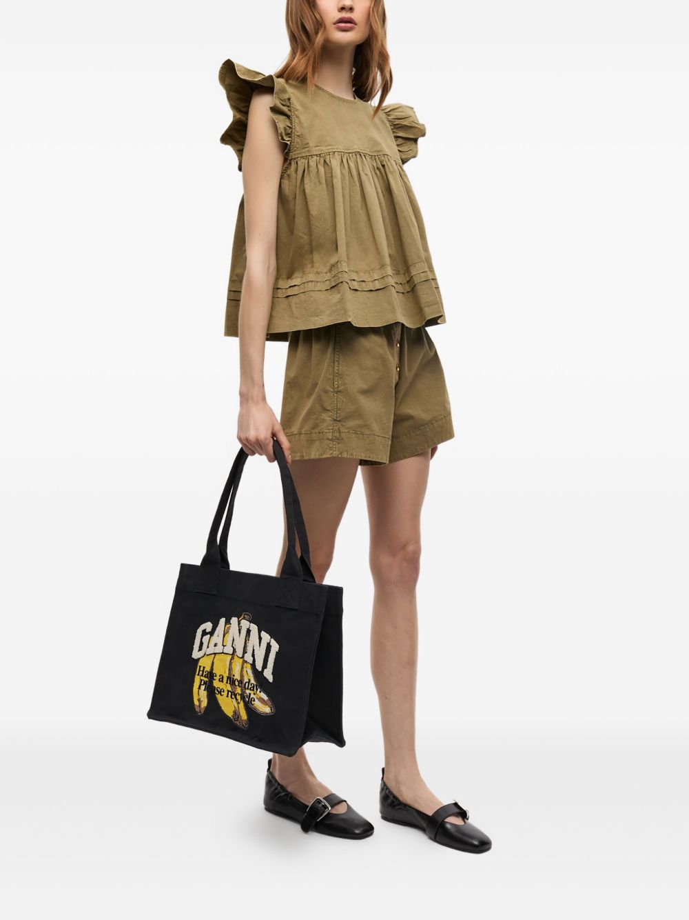 Ganni Ganni Organic cotton large tote bag