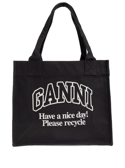 Ganni Ganni Recycled cotton large tote bag