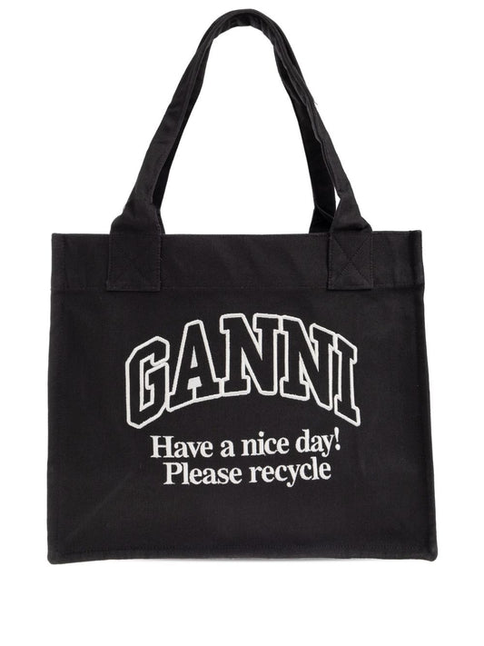 Ganni Ganni Recycled cotton large tote bag