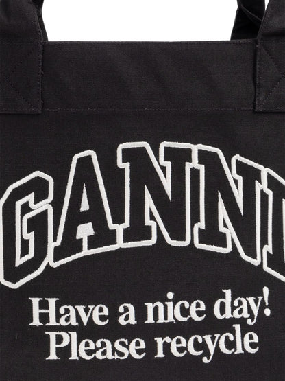 Ganni Ganni Recycled cotton large tote bag