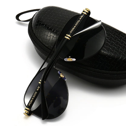 Metal Polarized Sunglasses Retro Large Frame Driving Glasses