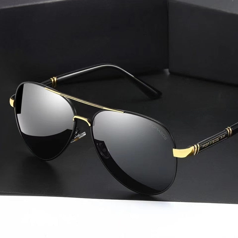 Metal Polarized Sunglasses Retro Large Frame Driving Glasses