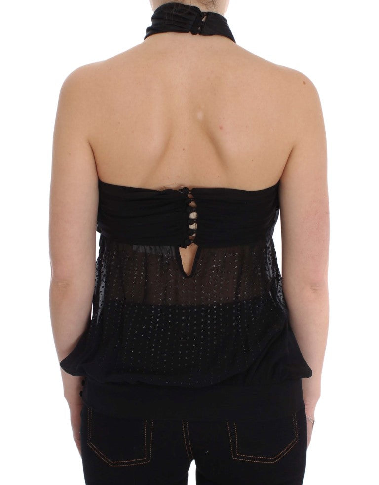Exte Black Neck Wrap Top Blouse