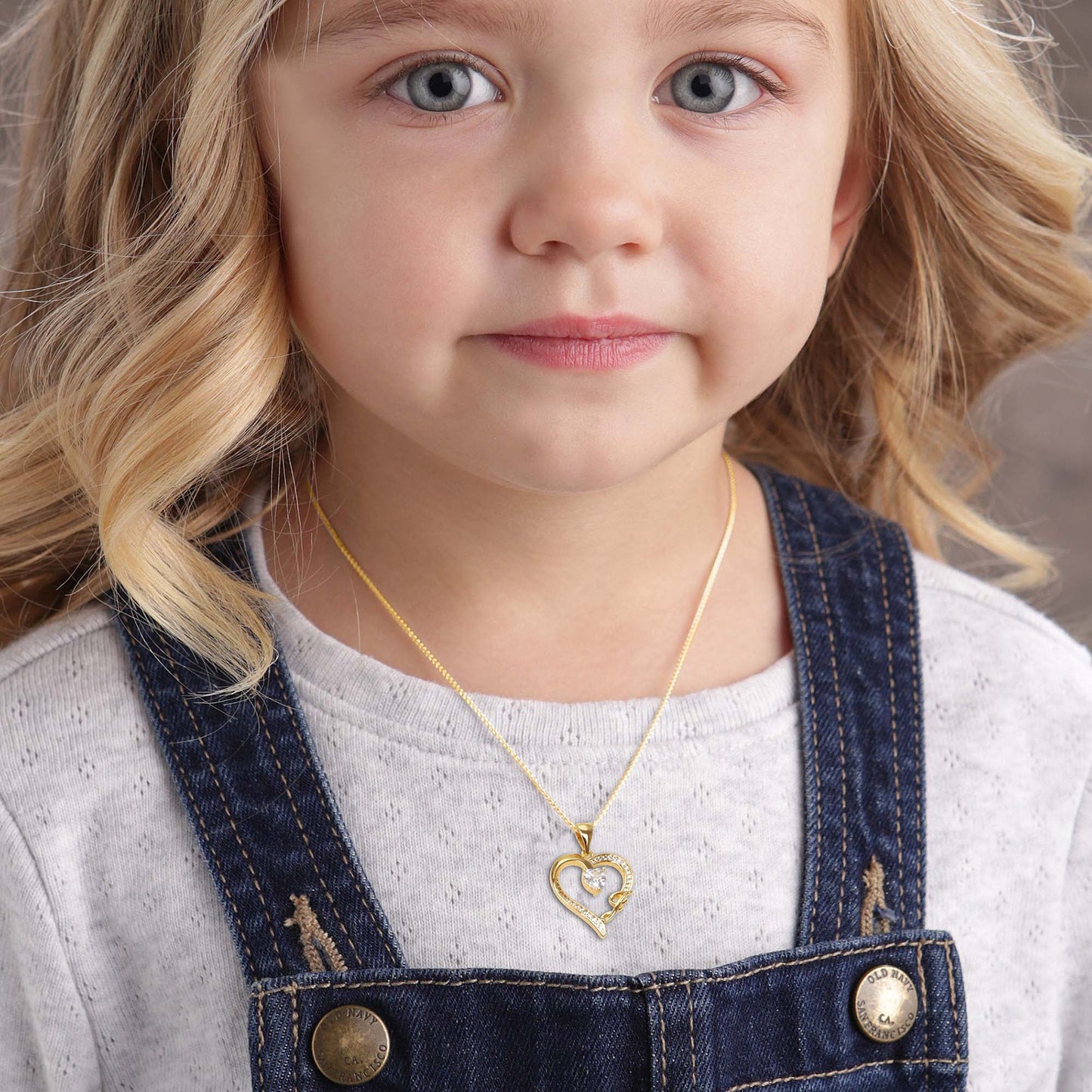 14K Gold Plated Initial Heart Pendant Necklace for Women
