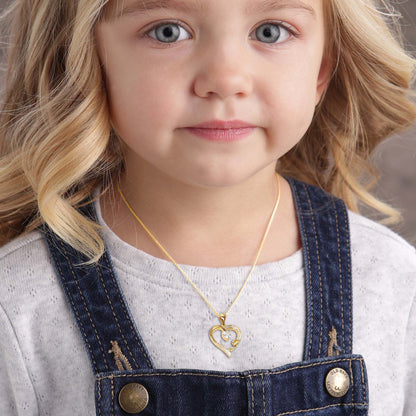 14K Gold Plated Initial Heart Pendant Necklace for Women