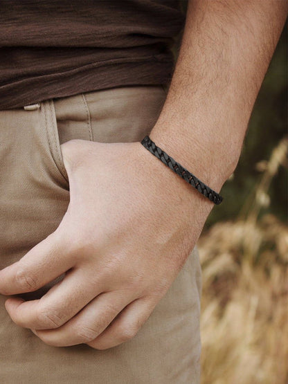 Sleek Black Cuban Bracelet for Men – Elegance