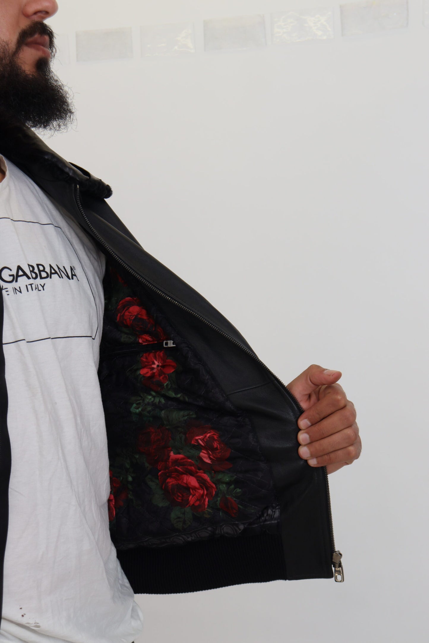 Dolce & Gabbana Black Lamb Leather Collared Men Coat Jacket