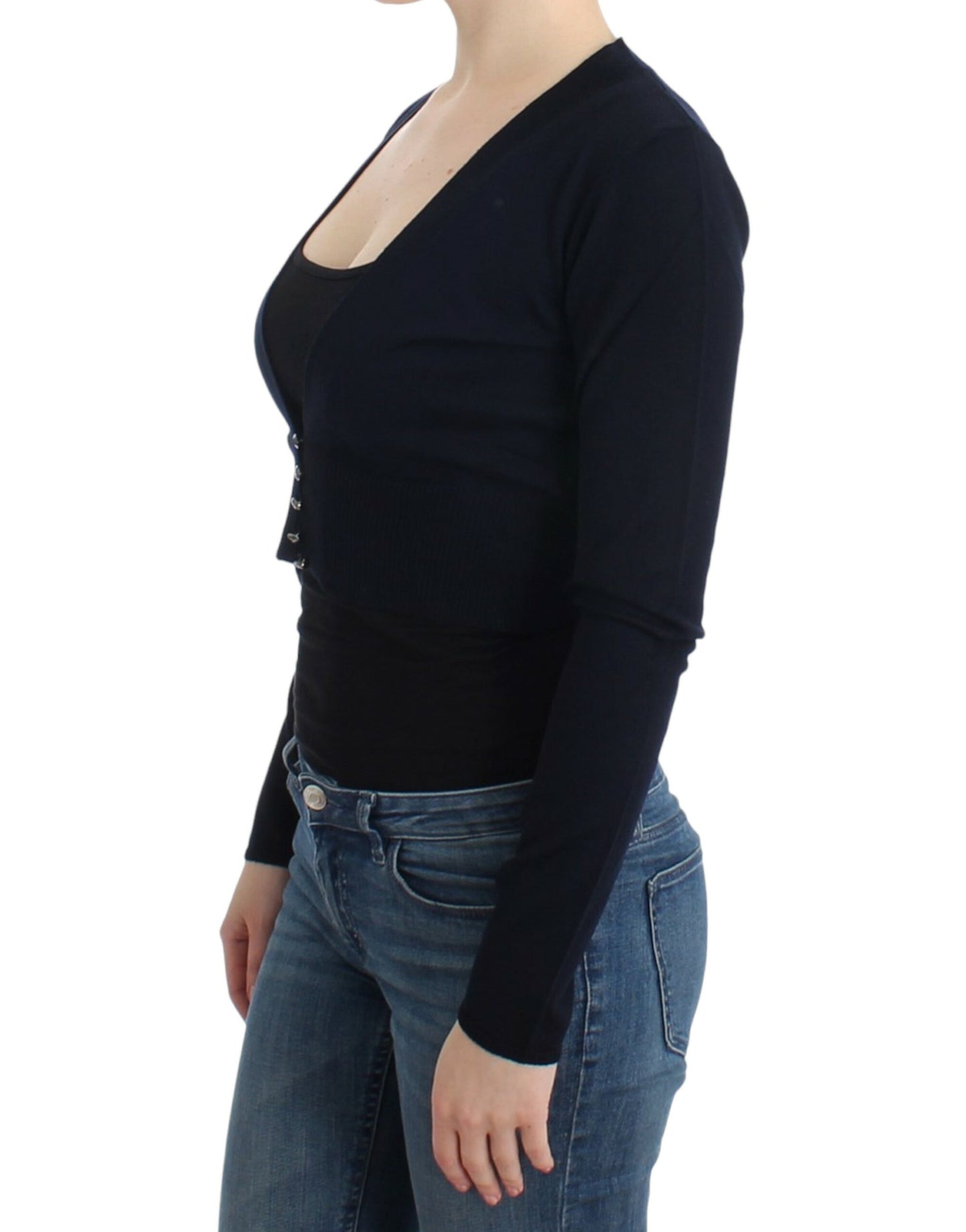 Cavalli Black cropped wool cardigan