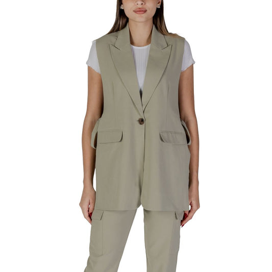 B.Young Green Polyester Waistcoat