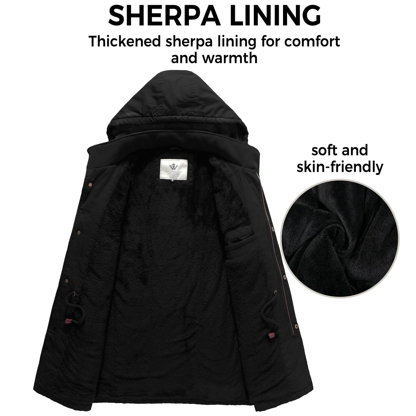 Men'S Winter Coat Warm Puffer Jacket Hooded Winter Puffer Jacket Black L