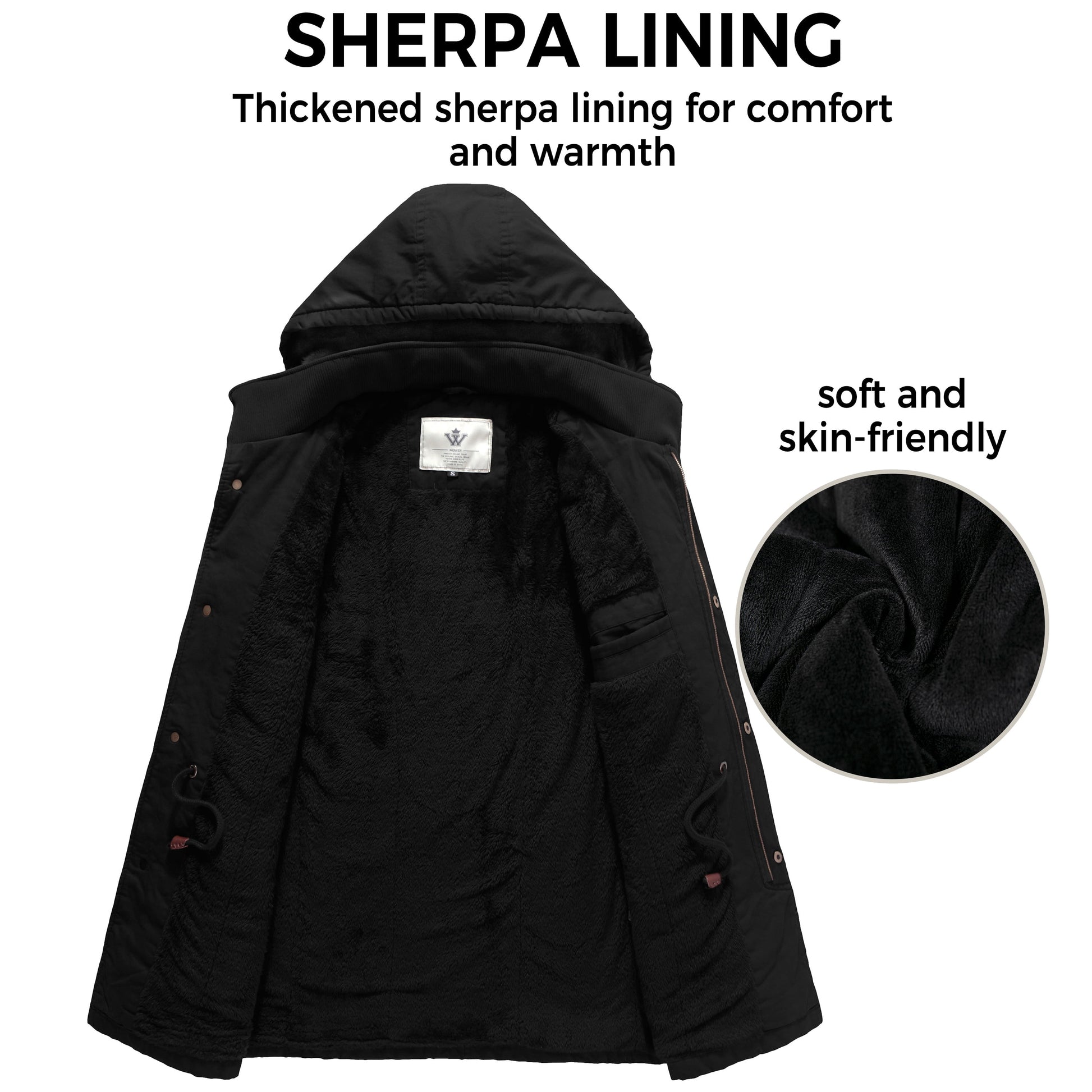 Men'S Winter Coat Warm Puffer Jacket Hooded Winter Puffer Jacket Black L