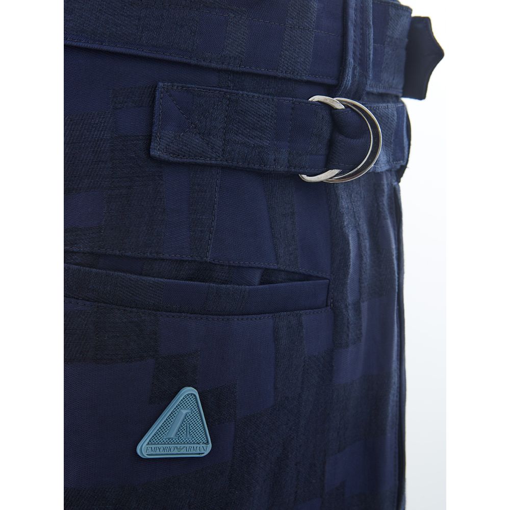 Emporio Armani Blue Linen Casual Pants