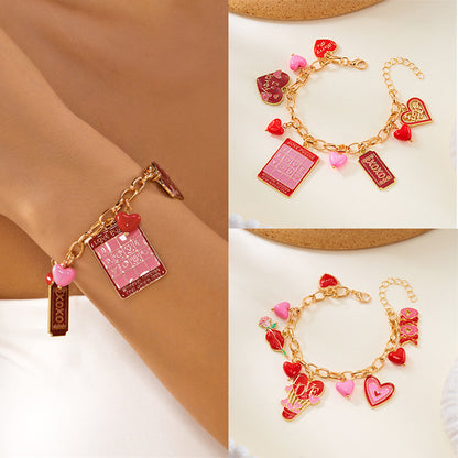 Peach Heart Multi-element Pendant Bracelet