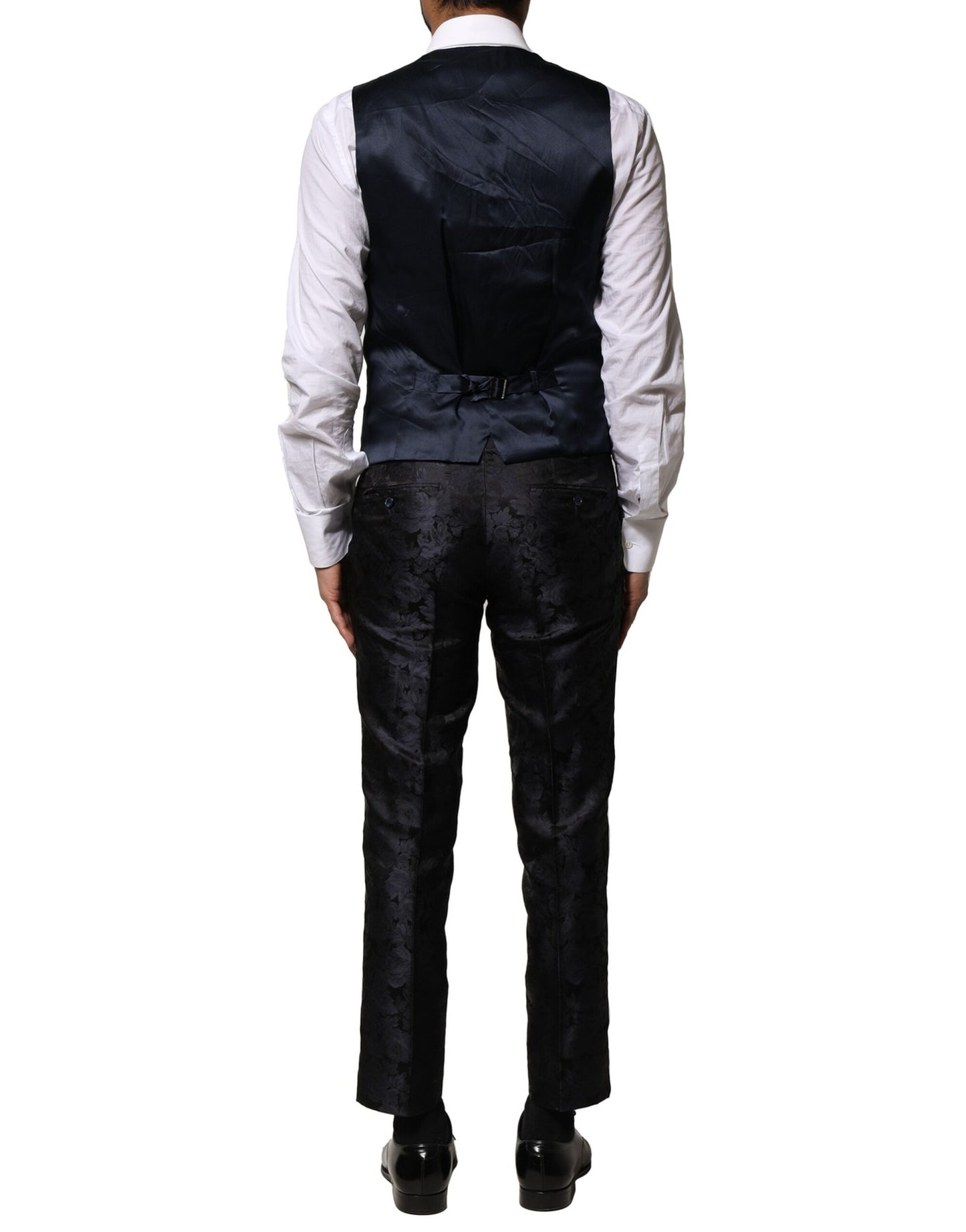 Dolce & Gabbana Black Jacquard 3 Piece Single Breasted Suit
