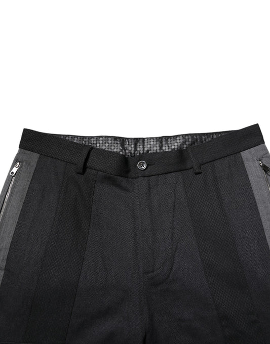 Dolce & Gabbana Black Gray Cotton Dress Formal Trouser Pants