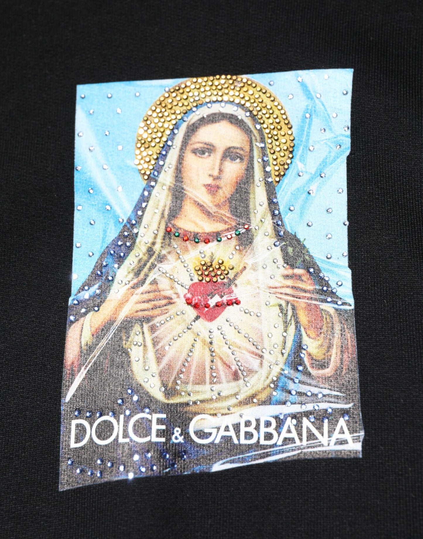 Dolce & Gabbana Black Printed Hoodie Crystal Embellished Jacket