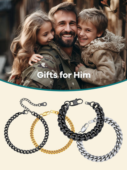 Sleek Black Cuban Bracelet for Men – Elegance