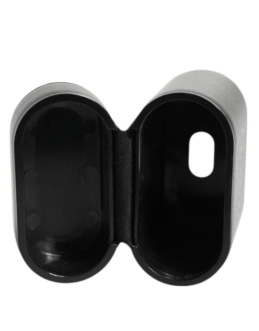 Dolce & Gabbana Black Leather Logo Print Flip Holder Men Airpods Case