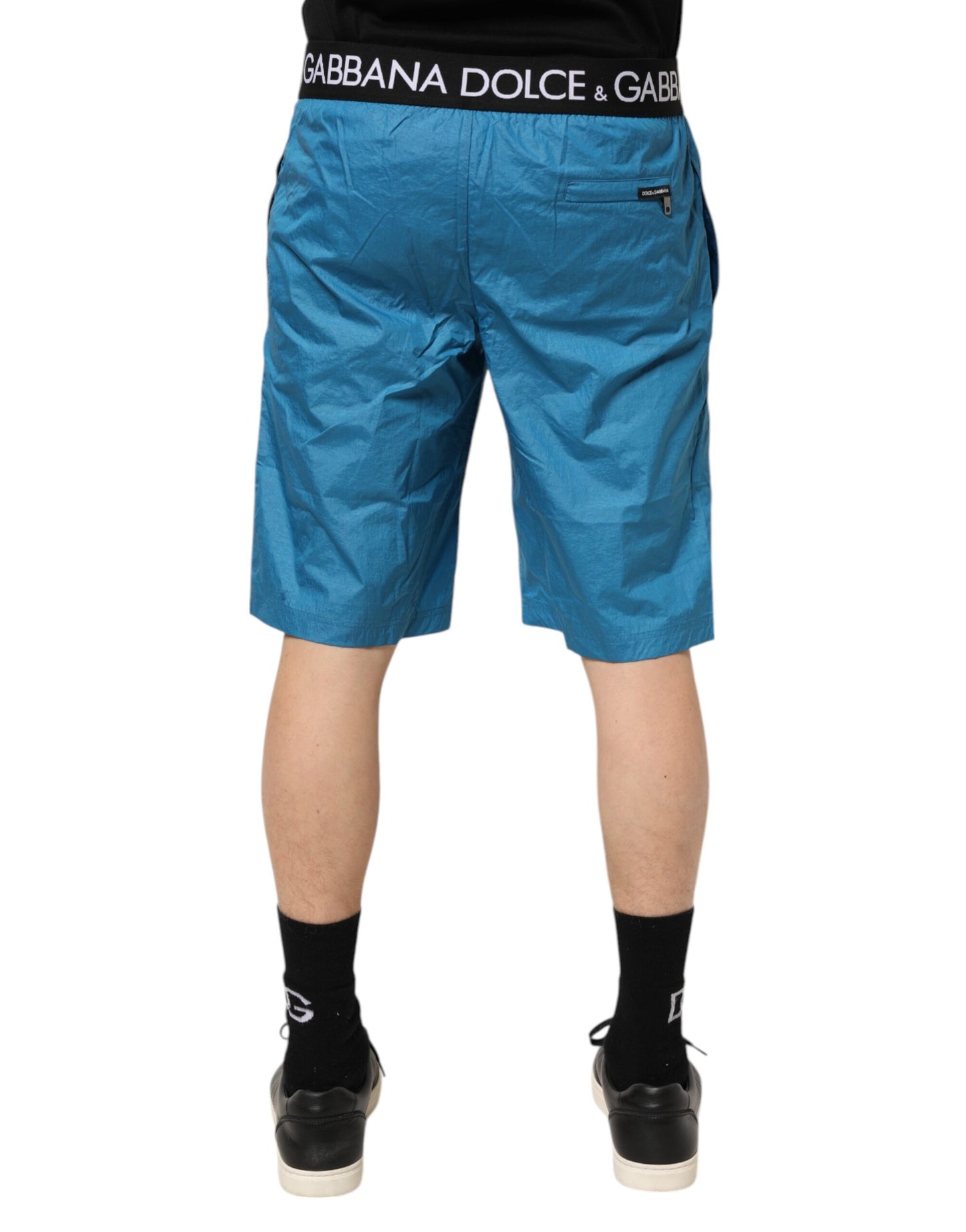 Dolce & Gabbana Blue Logo Waistband Beachwear Shorts Swimwear