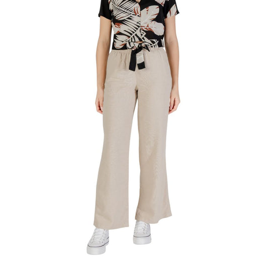 Only Beige Linen Casual Pants