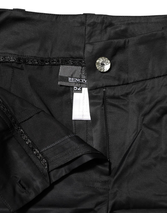 BENCIVENGA Black Cotton Blend Cropped Straight Leg Pants
