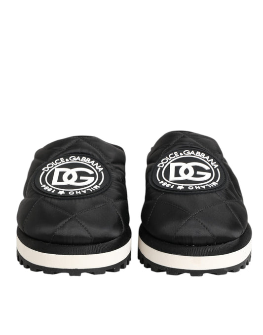 Dolce & Gabbana Black Nylon Low Top Slip On Sneaker Shoes