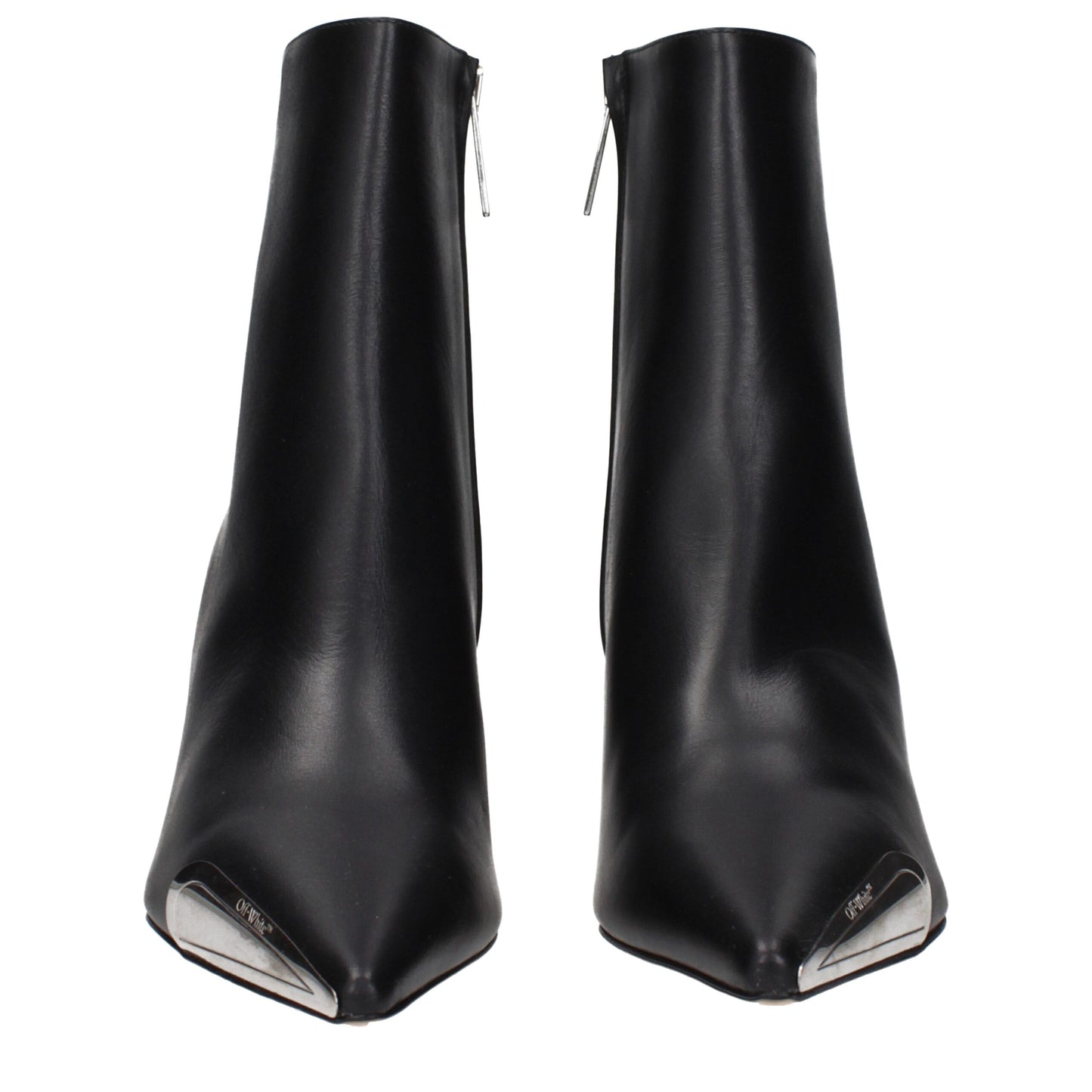 Off-White Black Leather Ankle Boots