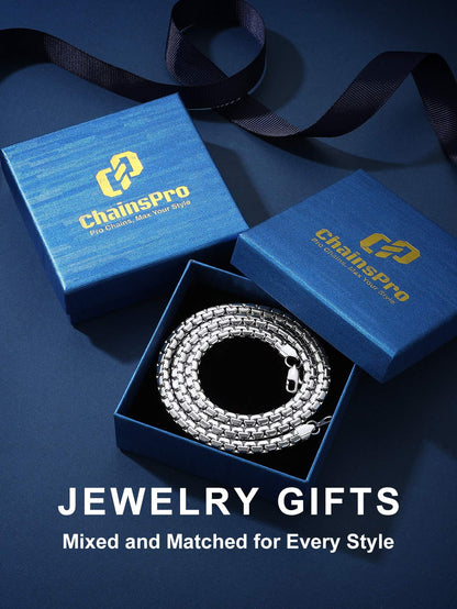 Stainless Steel Flat Box Chain Necklace for Men – Modern Luxury Design