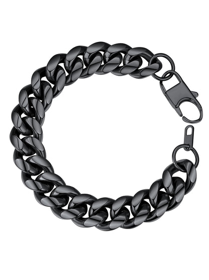 Sleek Black Cuban Bracelet for Men – Elegance