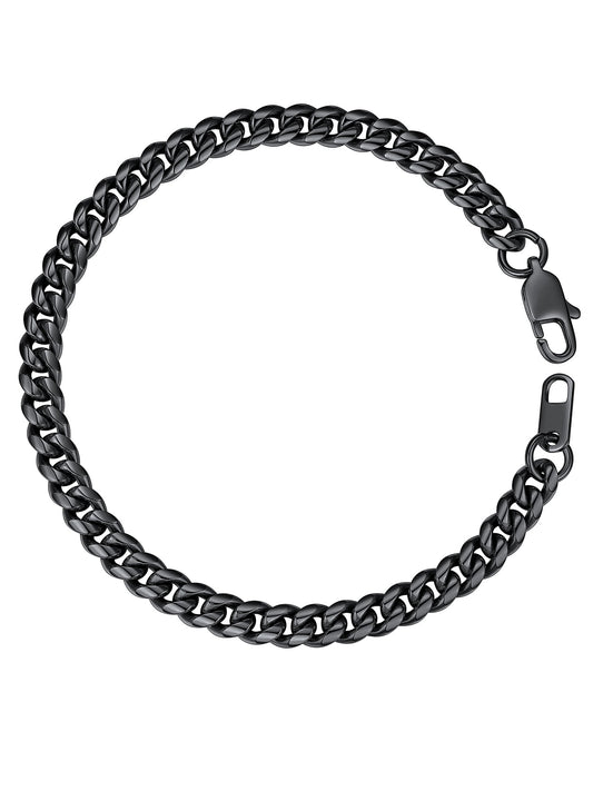 Sleek Black Cuban Bracelet for Men – Elegance
