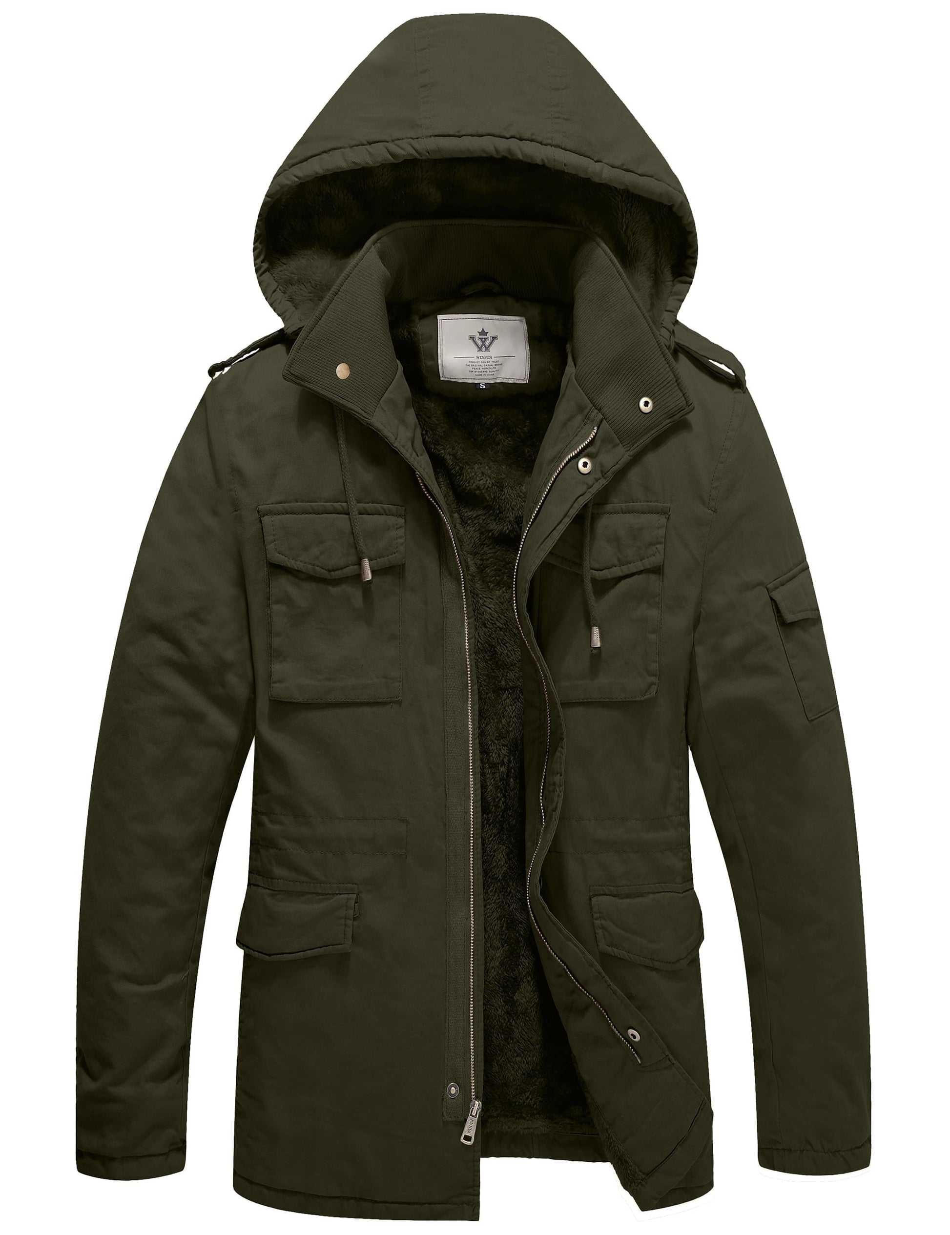 Men'S Winter Coat Warm Puffer Jacket Hooded Winter Puffer Jacket Black L