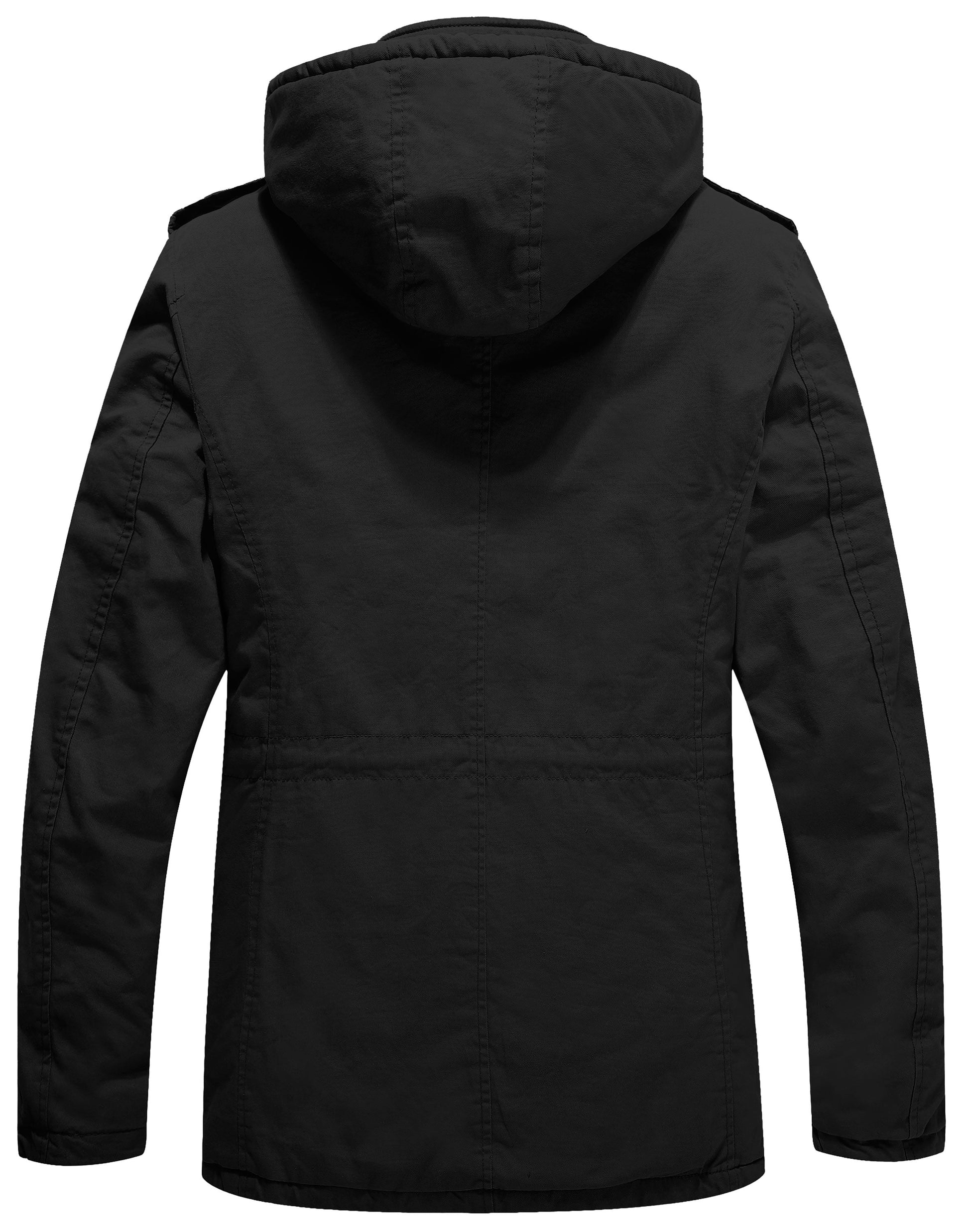 Men'S Winter Coat Warm Puffer Jacket Hooded Winter Puffer Jacket Black L